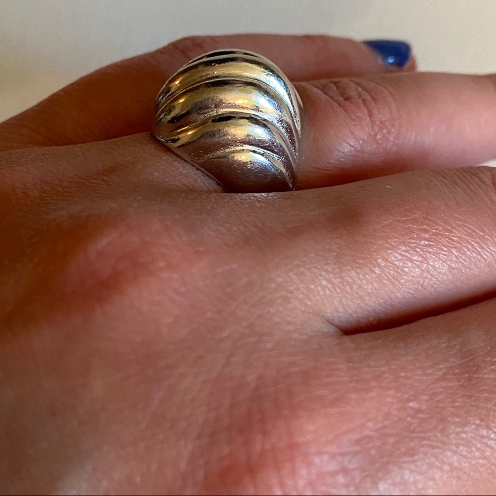 Vintage 925 Silver Artistic Dome Ring - Picture 4 of 5